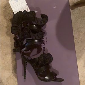 NWT Emanuel Ungaro silk & leather gladiator shoes
